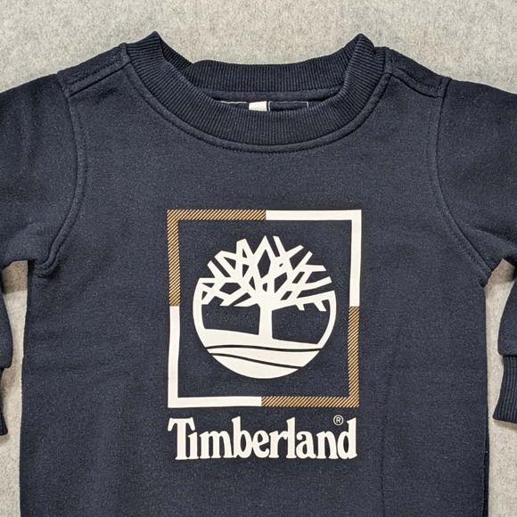 Timberland Baby Boy 18M Navy Blue Logo Sweatshirt Pullover Crew Neck Casual - Picture 8 of 9